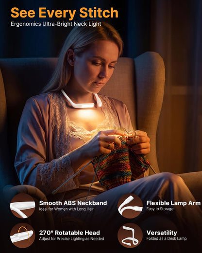 EastPin Neck Light, Rechargeable Book Light for Reading, Bright Dual Lamps 🍁 All In One Marketplace Canada