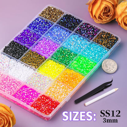 KCZ 30000pcs Resin Jelly Rhinestones – 3mm Mixed-Color Flatback Gems for Bedazzling, Diamond Art, Nail Art, Shoes, Crafts & DIY Projects - Available at All In One Marketplace Canada
