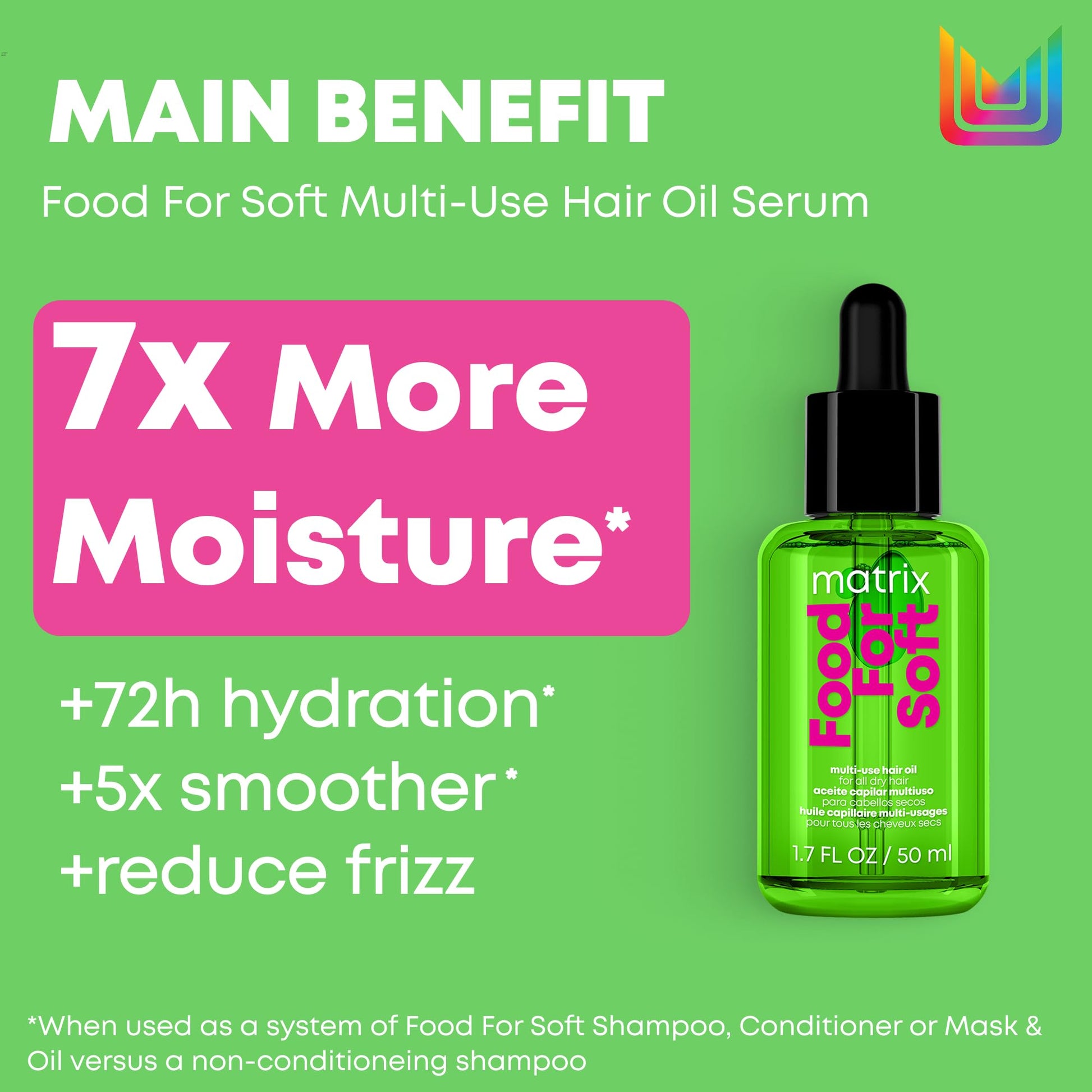 Matrix Multi-Use Hair Oil Serum for All Dry Hair, Hydrating Leave-In Treatment With Avocado Oil, Food for Soft, 50 ml - Available at All In One Marketplace Canada