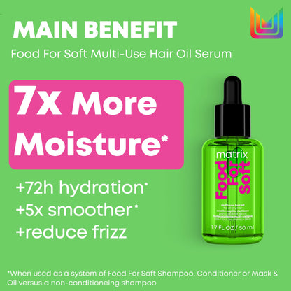 Matrix Multi-Use Hair Oil Serum for All Dry Hair, Hydrating Leave-In Treatment With Avocado Oil, Food for Soft, 50 ml - Available at All In One Marketplace Canada