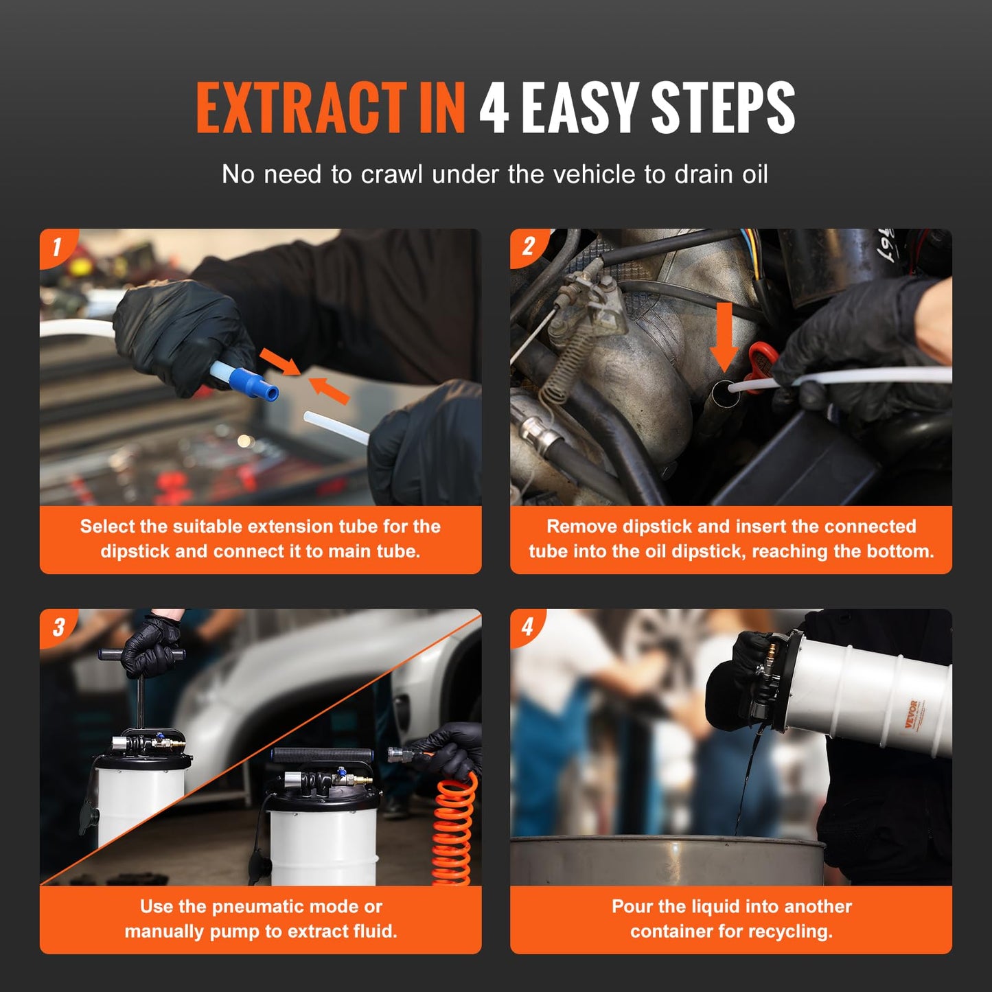 VEVOR Fluid Extractor, 1.74 Gallons (6.5 Liters), Pneumatic/Manual Oil Changer Vacuum Fluid Extractor with Dipstick and Suction Hose, Oil Extractor Change Pump for Automotive Fluids Vacuum Evacuation 🍁 All In One Marketplace Canada