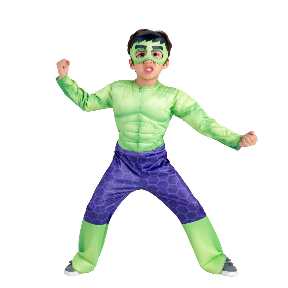 Déguisement d'Halloween officiel Hulk pour tout-petit Marvel - Combinaison rembourrée de qualité supérieure et masque en tissu (3T-4T)