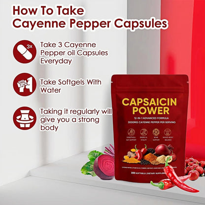 Cayenne Pepper - Cayenne Pepper Capsules | Resealable Package | 300 Softgels / 1 Bag B - Available at All In One Marketplace Canada