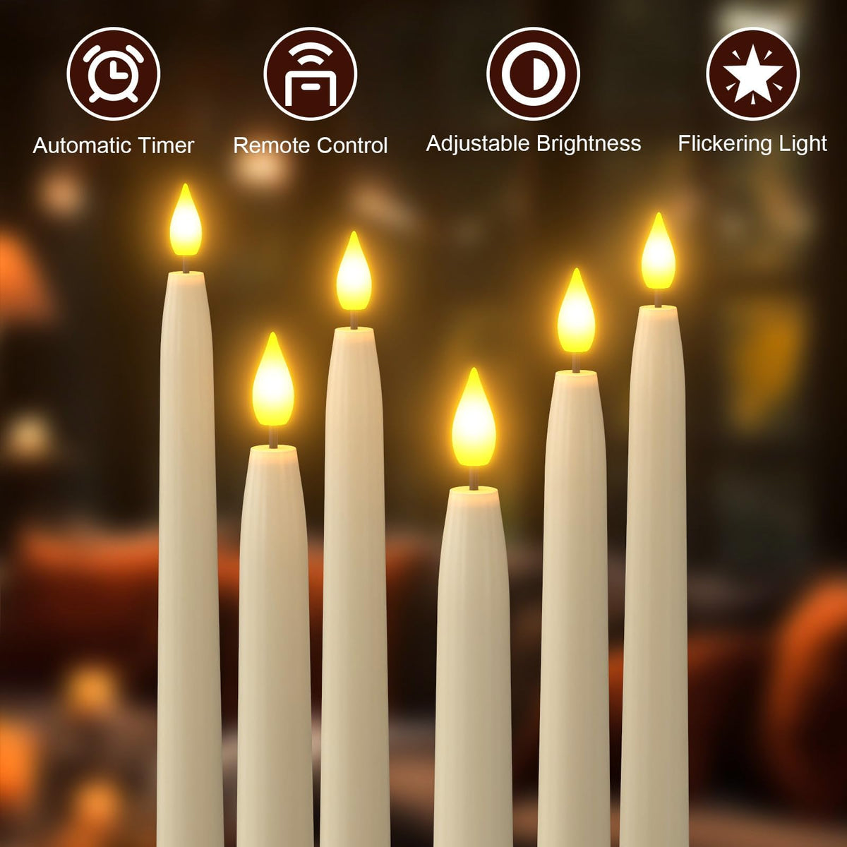 Yme 10pcs Flameless LED Ivory Taper Candles with Timer and Remote 🍁 All In One Marketplace Canada