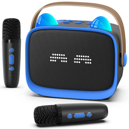Mini Karaoke Machine Toys Gifts,Kids Portable Bluetooth Speaker with 2 Wireless Microphone and LED,Christmas Birthday Gifts for Girls Boys 3 4 5 6 7 8+ Year Old, Noisemaker Toys for Party (Blue) 🍁 All In One Marketplace Canada
