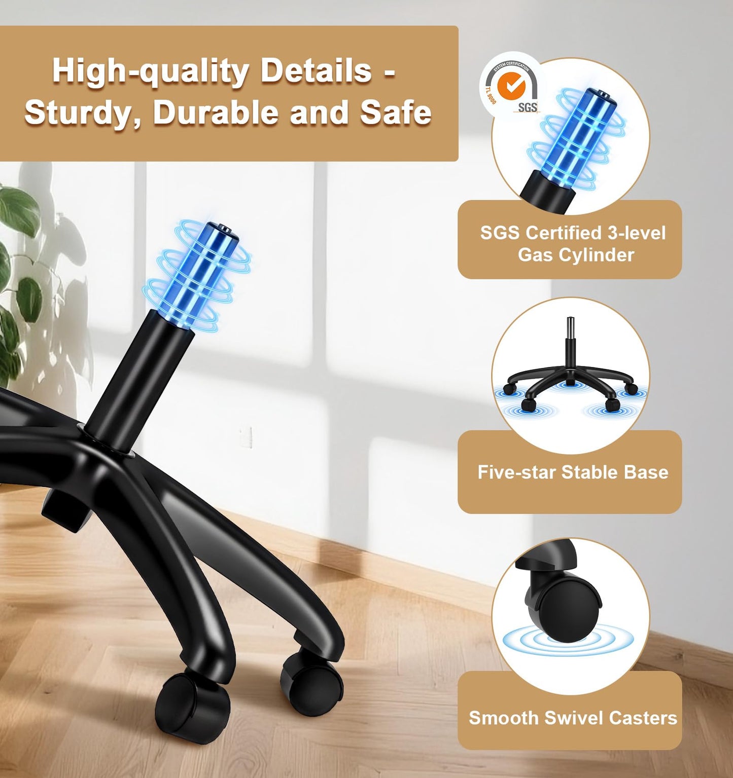 Office Chair, SPRDENG Ergonomic Office Chair with Two-Way Adjustable Lumbar Support & Headrest, High Back S-Shaped Computer Chair with Flip-up Padded Armrests, Swivel Task Chair for Home Office - Available at All In One Marketplace Canada