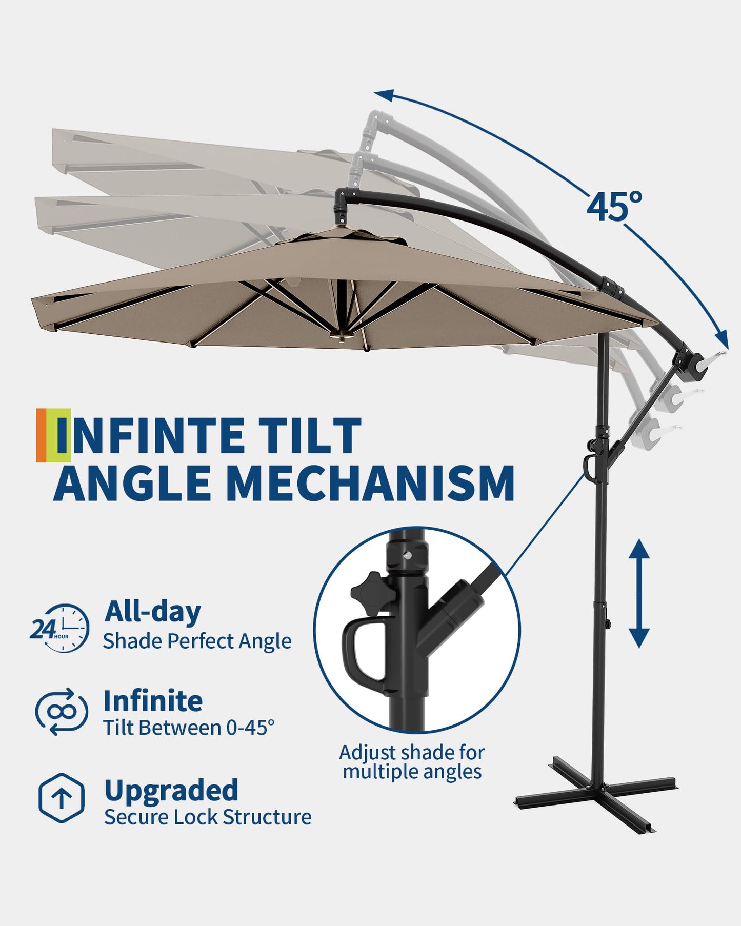10FT Patio Umbrella,Waterproof 8-Rib Heavy-Duty Outdoor Umbrella, Brown 🍁 All In One Marketplace Canada