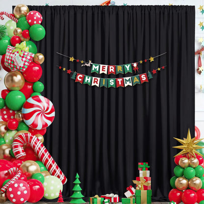 Backdrop Curtains Black Polyester Backdrop for Curtains 2 Packs 5ftx8ft