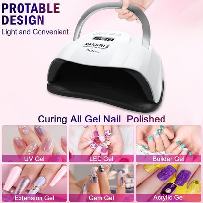 UV LED Nail Lamp, NAILGIRLS 168W Fast UV Light for Nails Gel Polish, Professional Curing with 4 Timer Setting Auto Sensor, LED Gel Nail Dryer for Fingernail and Toenail Home Salon Use, Nail Art Tools - Available at All In One Marketplace Canada