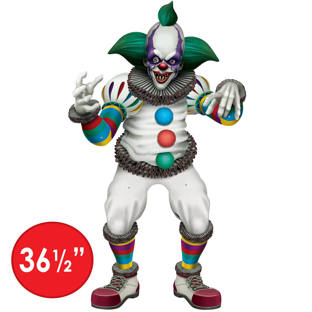 Décorations d'Halloween Beistle en papier cartonné articulé représentant un clown effrayant pour la maison, le bureau ou les fêtes dans une maison hantée