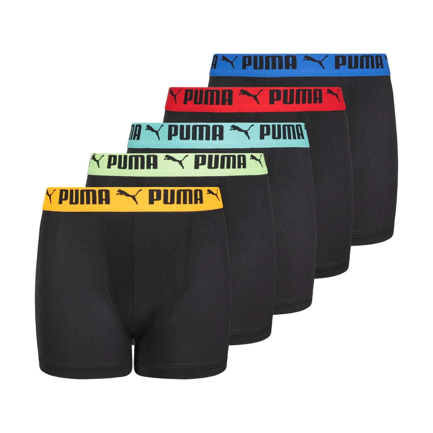 Puma Boys' 5 Pack Performance Boxer Briefs, Black/Bright, Medium PUMA