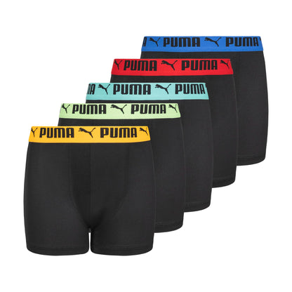 Puma Boys' 5 Pack Performance Boxer Briefs, Black/Bright, Medium PUMA