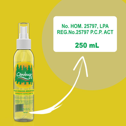 Citrobug All Natural Mosquito Repellent (250ml) Made with Essential Oils // Chasse-moustique à Base d'huiles essentielles, sans deet Citrobug