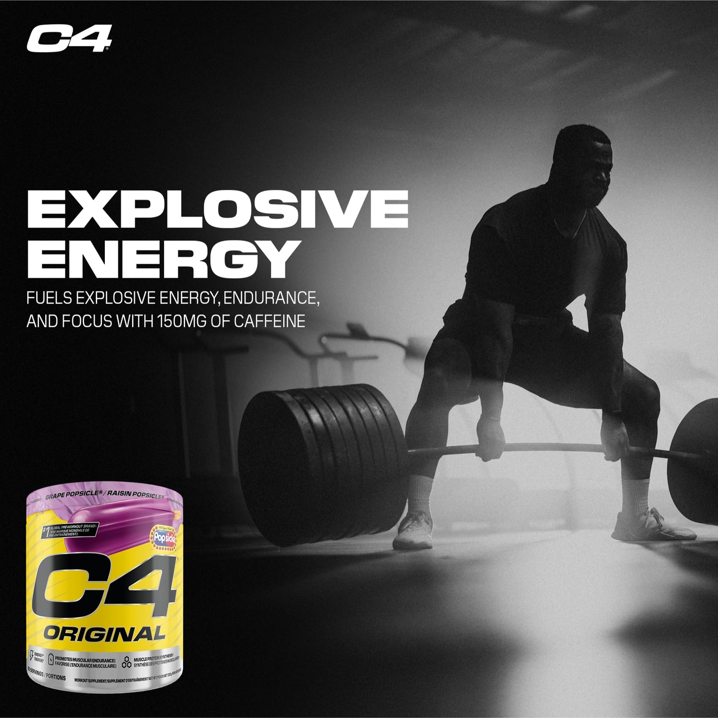 Cellucor C4 Original Pre Workout Powder - Sugar Free Preworkout Energy for Men & Women - 150mg Caffeine, Beta Alanine, Creatine - Grape Popsicle, 60 Servings Cellucor