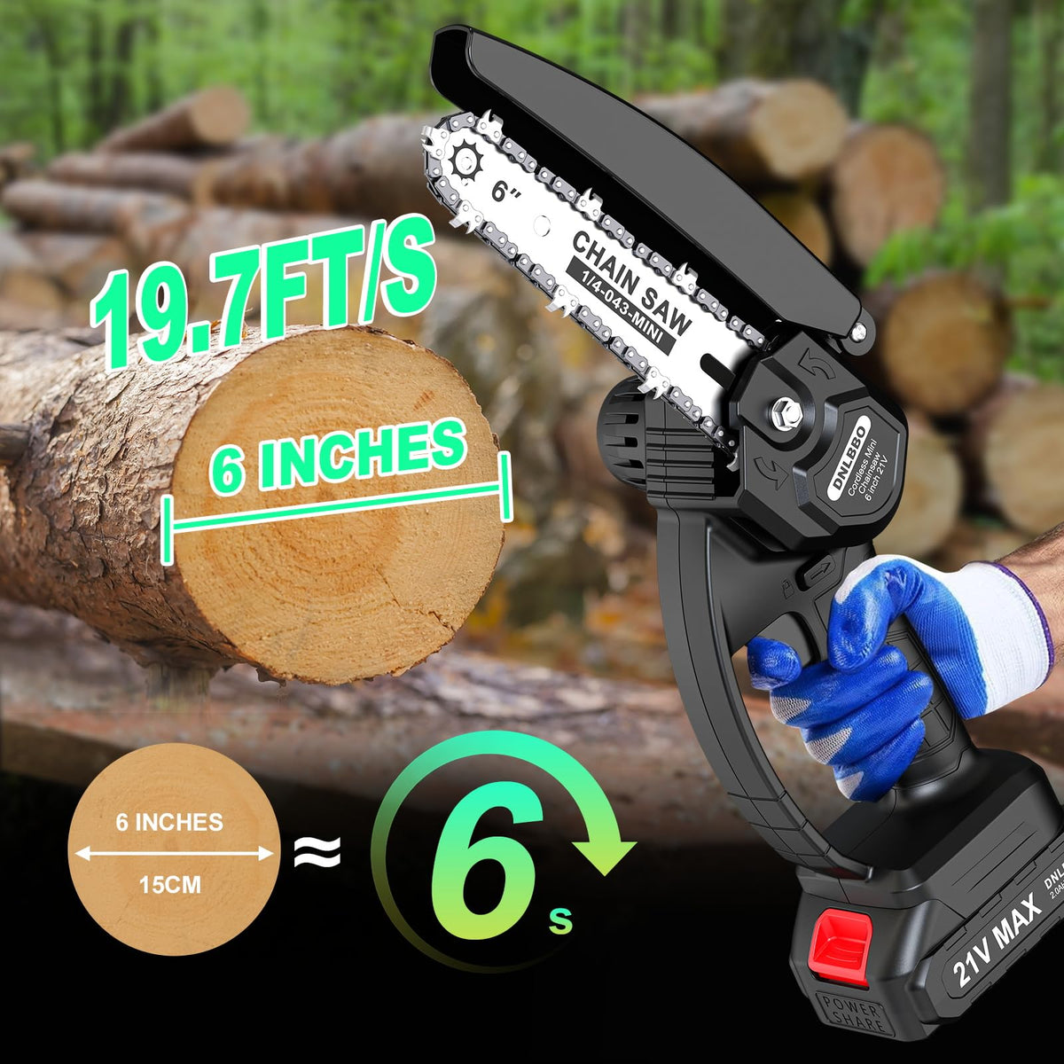 Mini Chainsaw Cordless, 6 inch Electric Chain Saw, with Power Display for Wood/Tree Cutting, Garden & Household Use Stocking Holiday Gifts for Men 🍁 All In One Marketplace Canada