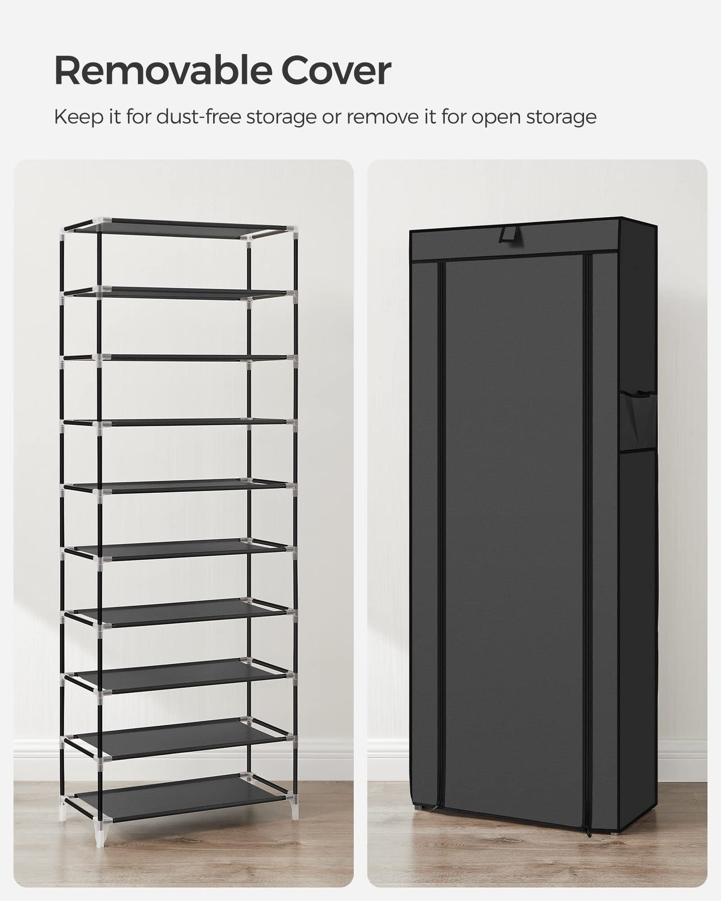 SONGMICS 10-Tier Shoe Rack, Shoe Storage Organizer Cabinet, Black URXJ10H01 SONGMICS