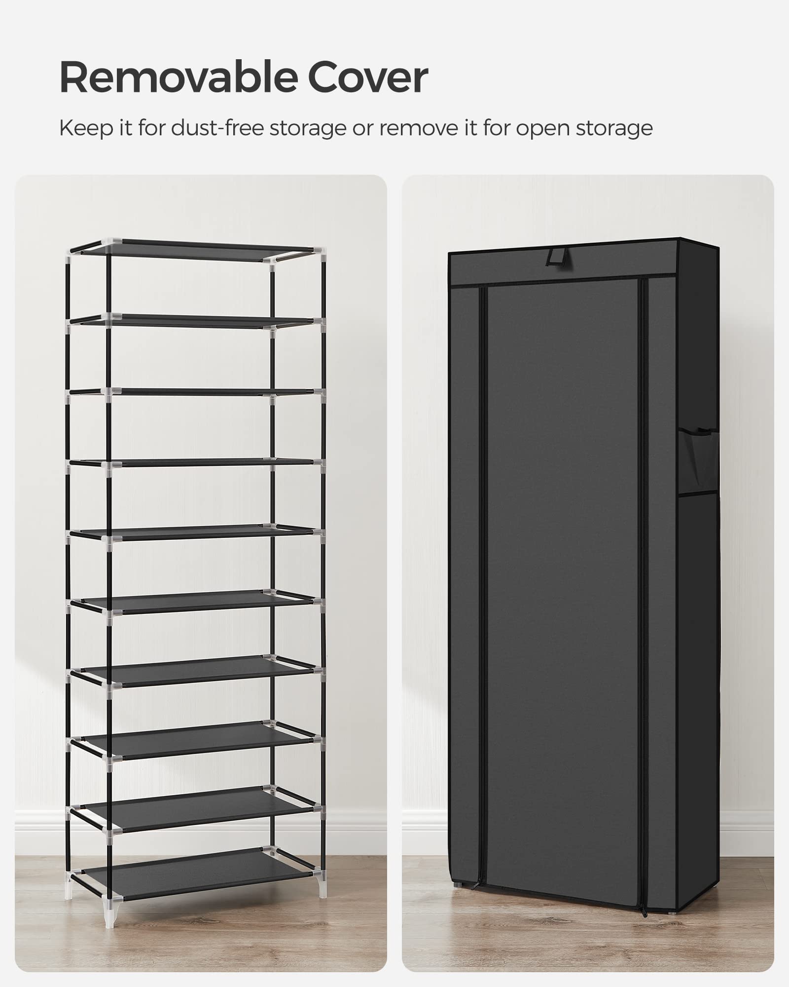 SONGMICS 10-Tier Shoe Rack, Shoe Storage Organizer Cabinet, Black URXJ10H01 SONGMICS