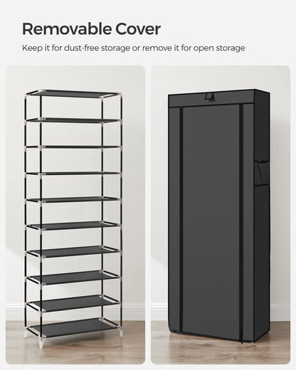 SONGMICS 10-Tier Shoe Rack, Shoe Storage Organizer Cabinet, Black URXJ10H01 SONGMICS