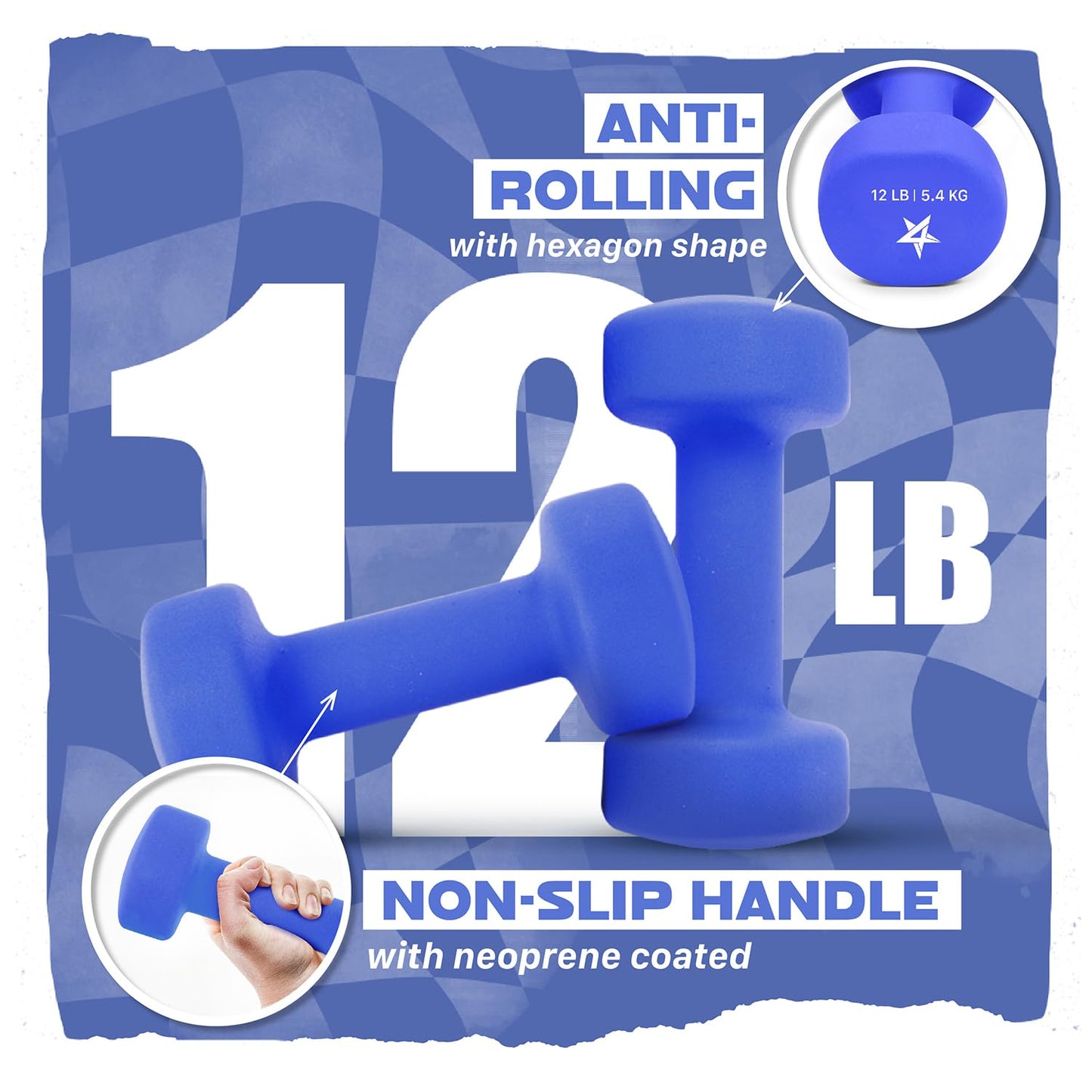 Yes4All Haltères en néoprène, Poids et Haltère, Ensemble de Poids, Poids à Main pour Femmes, Paire d'Haltères, Poids Libres (Bleu Foncé - 5,4 kg)
