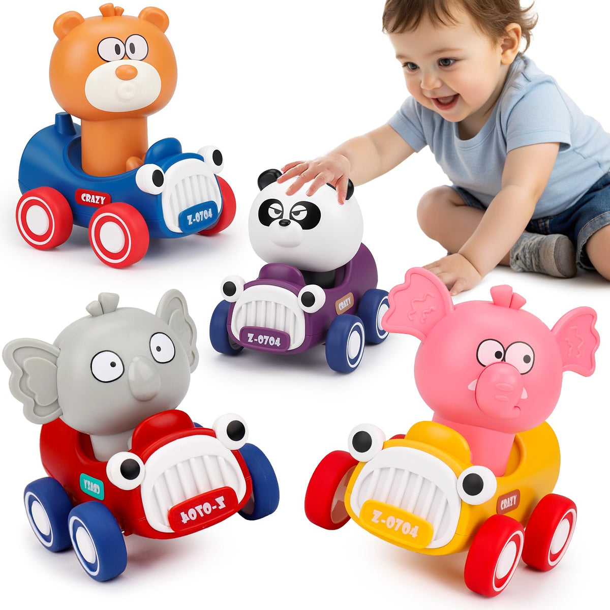Baby Press and Go Car Toys for 1-2-3 Year Old Boys,Push Go Animal Racing Baby Cars Toys for Toddlers 12-18 Months,1st Christmas Birthday Gifts for 1 2 3 Year Old Boys Girls Toddler Toys for Boy & Girl 🍁 All In One Marketplace Canada