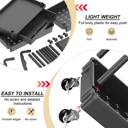 Goovilla 3 Tier Rolling Utility Cart Organizer with Removable Drawer, Stable and Sturdy Black Rolling Storage Carts with 2 Lockable Wheels for Bathroom, Kitchen, Snack, Craft, Makeup, Baby Essentials - Available at All In One Marketplace Canada