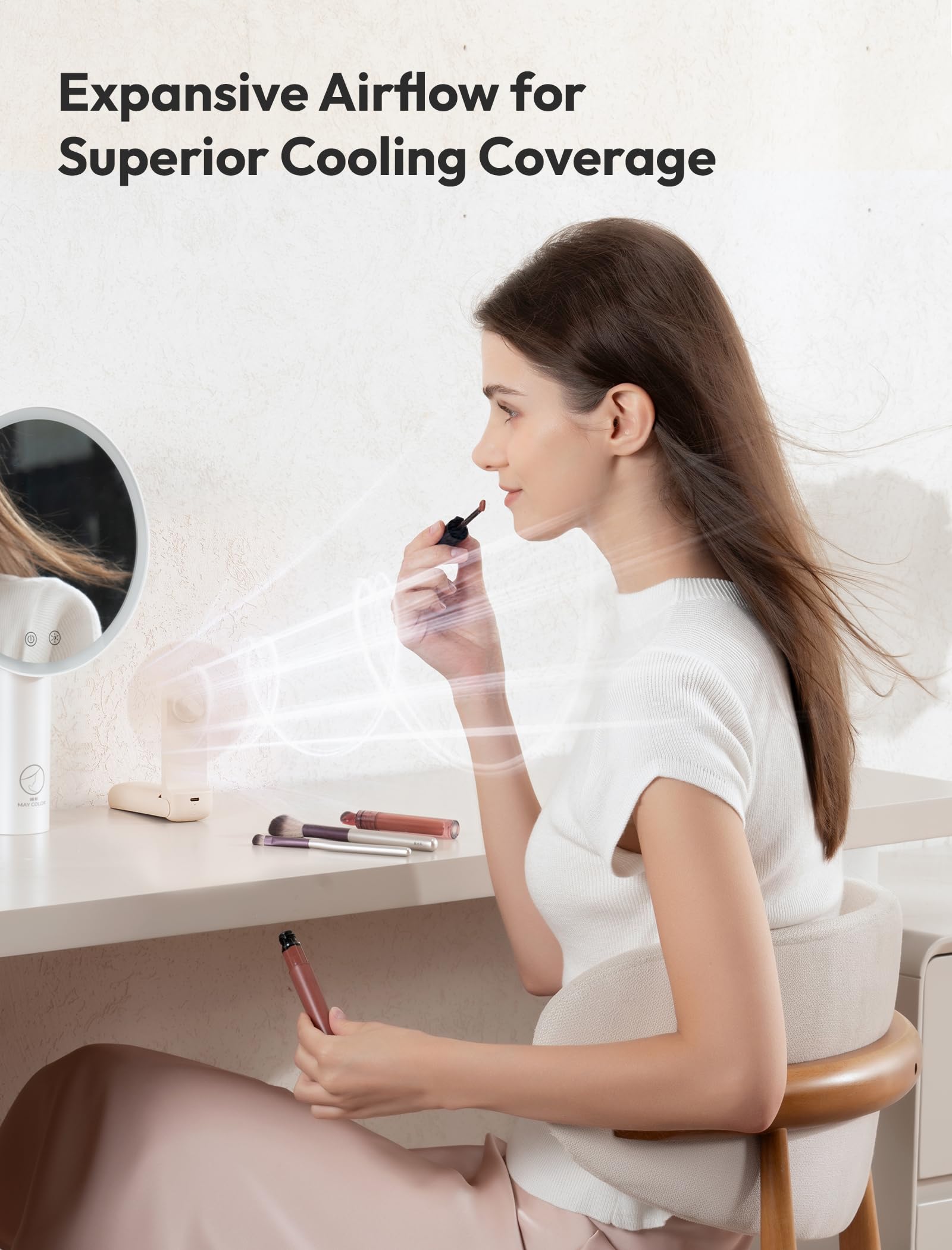 Aecooly Slim Handheld Fan, Thin Portable Fan, USB Rechargeable Mini Personal Fan [24H Max Cooling Time], Battery Powered Small Foldable Pocket Fan for Travel, Summer, Gifts for Women, Girls -Beige - Available at All In One Marketplace Canada