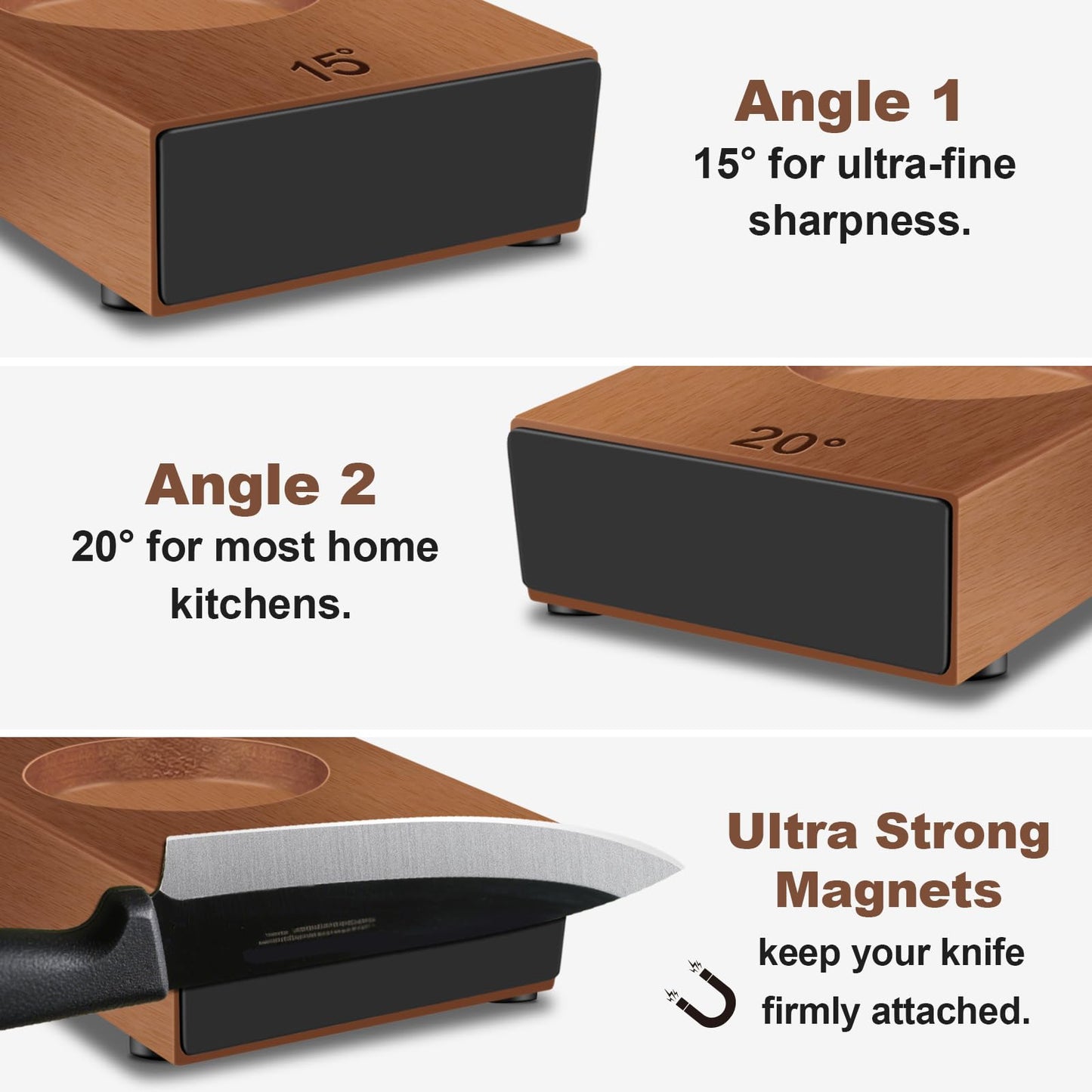 Abardi Rolling Knife Sharpener, Knife Sharpening with Diamonds Made Easy, Knife Sharpeners Kit with 15 & 20 Degree Magnetic Angle, Kitchen Gadgets Birthday Gifts for Men Dad Husband Fathers (Walnut) - Available at All In One Marketplace Canada