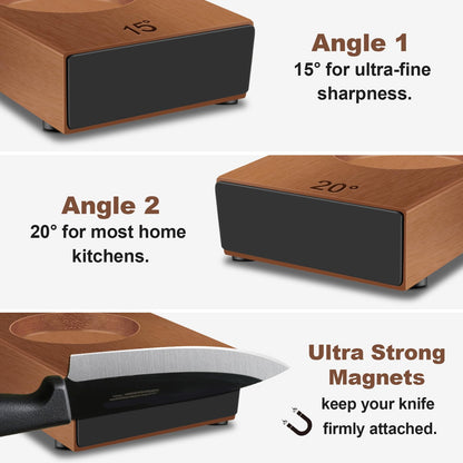 Abardi Rolling Knife Sharpener, Knife Sharpening with Diamonds Made Easy, Knife Sharpeners Kit with 15 & 20 Degree Magnetic Angle, Kitchen Gadgets Birthday Gifts for Men Dad Husband Fathers (Walnut) - Available at All In One Marketplace Canada