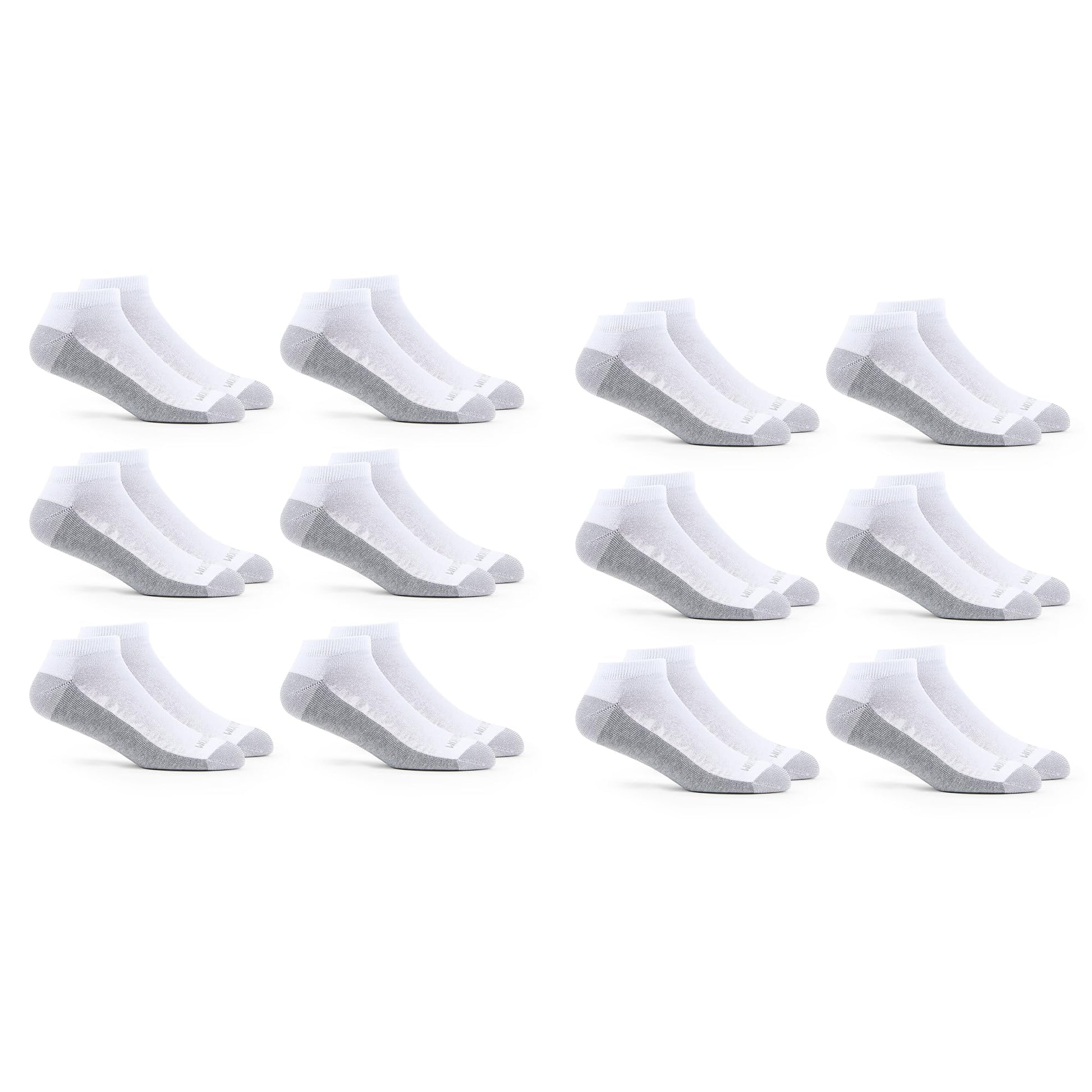 Fruit of the Loom mens 12 Pair Pack Dual Defense Cushioned Socks, White/Grey, 6-12 Fruit of the Loom