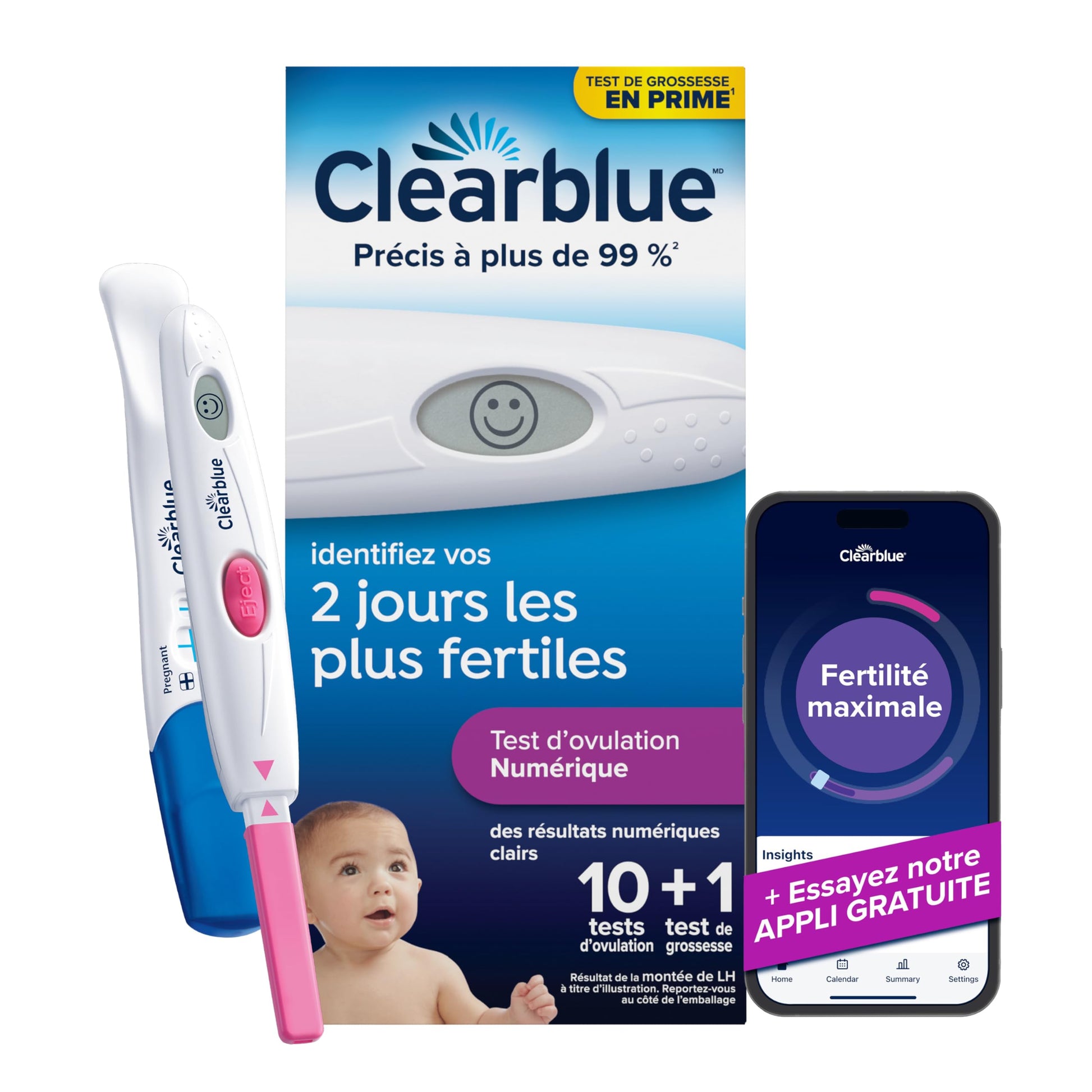 Clearblue Digital Ovulation Test Predictor Kit, Plus Bonus Rapid Detection Pregnancy Test, 10 Ovulation Tests & 1 Pregnancy Test Clearblue