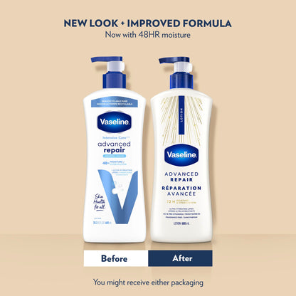 Vaseline Intensive Care Advanced Repair Unscented Body Lotion for Dry Skin with 48H Moisture + Ultra hydrating lipids, 600 ml (3-pack) - Available at All In One Marketplace Canada