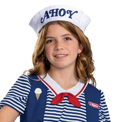 Robin Scoops Ahoy Costume, Official Stranger Things Halloween Costume with Hat, Kids Size (7-8)