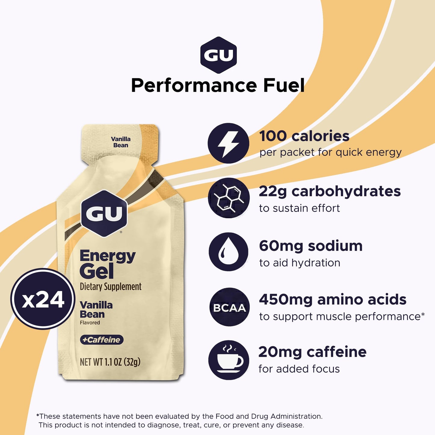 GU ENERGY Original Sports Nutrition Energy Gel, Vanilla Bean, 24-Count 🍁 All In One Marketplace Canada