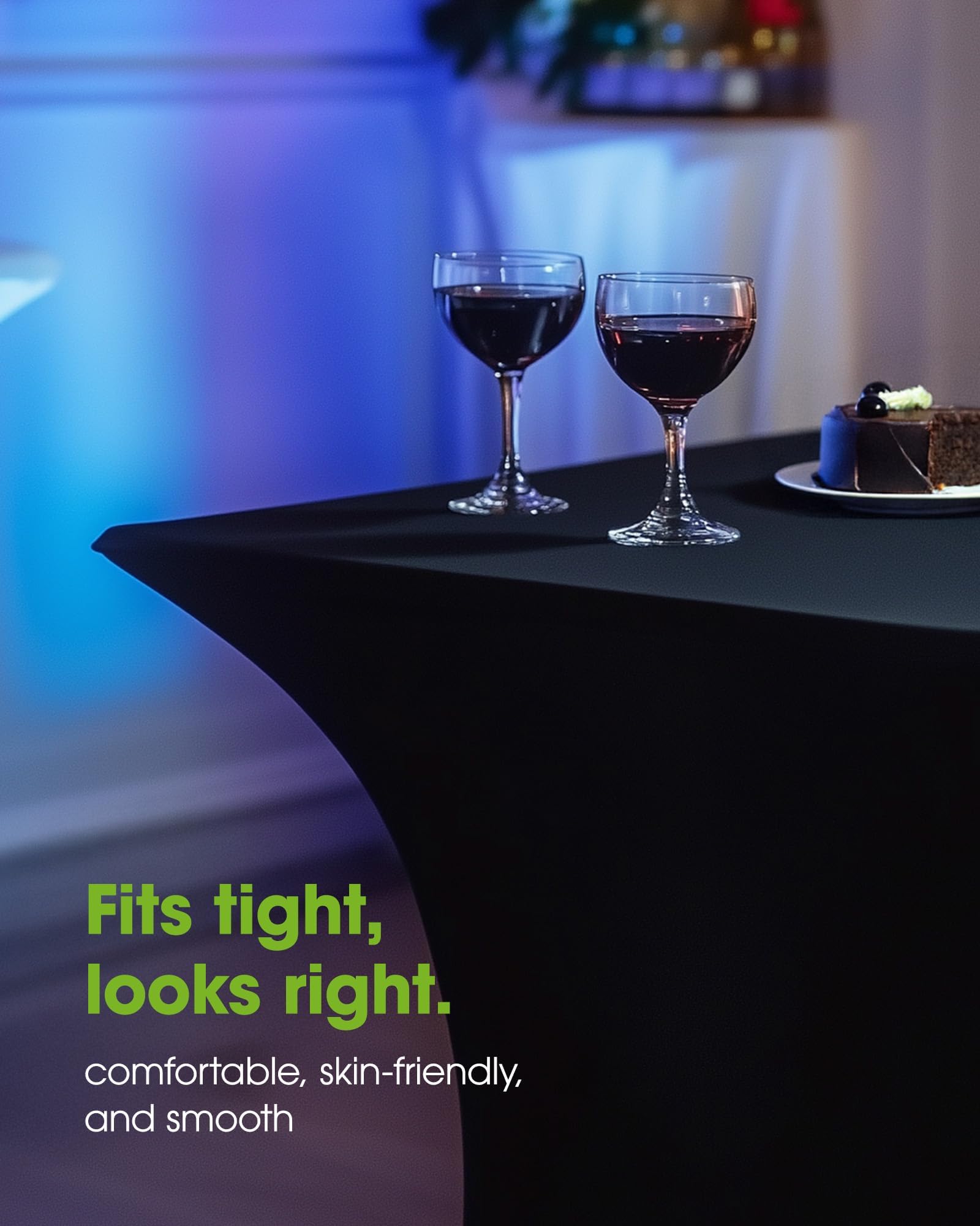 Pureegg Spandex Tablecloth 6ft - 2 Pack, Fitted and Tight Table Cloth for Rectangular Table, Wrinkle-Free and Stretch Table Cover for Party, Wedding, and Banquet, Black, 72" L x 30" W x 30" H - Available at All In One Marketplace Canada