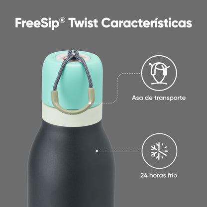 Owala FreeSip Twist Insulated Stainless Steel Water Bottle with Straw for Sports and Travel, BPA-Free, 24-oz, Blue/Grey (Foggy Tide) 🍁 All In One Marketplace Canada