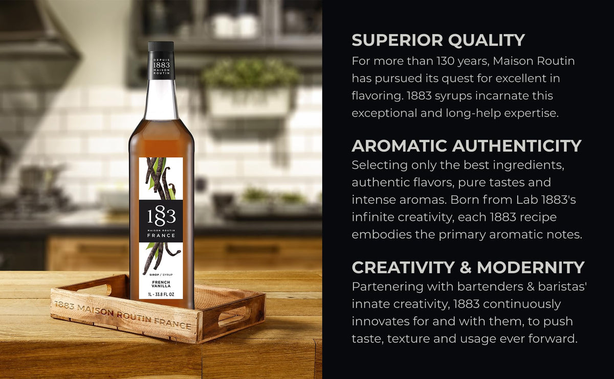 Maison Routin 1883 French Vanilla Syrup, Pet Bottle 1000 Milliliter