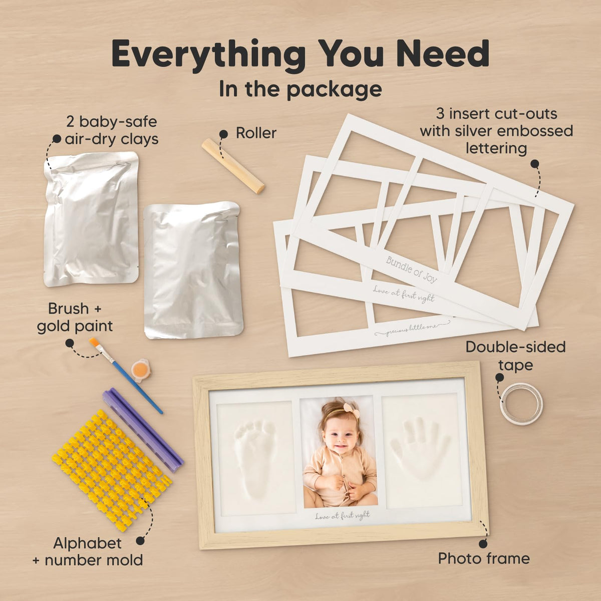 KeaBabies Baby Hand and Footprint Kit, Clay Keepsake Frame (Ash Wood) 🍁 All In One Marketplace Canada