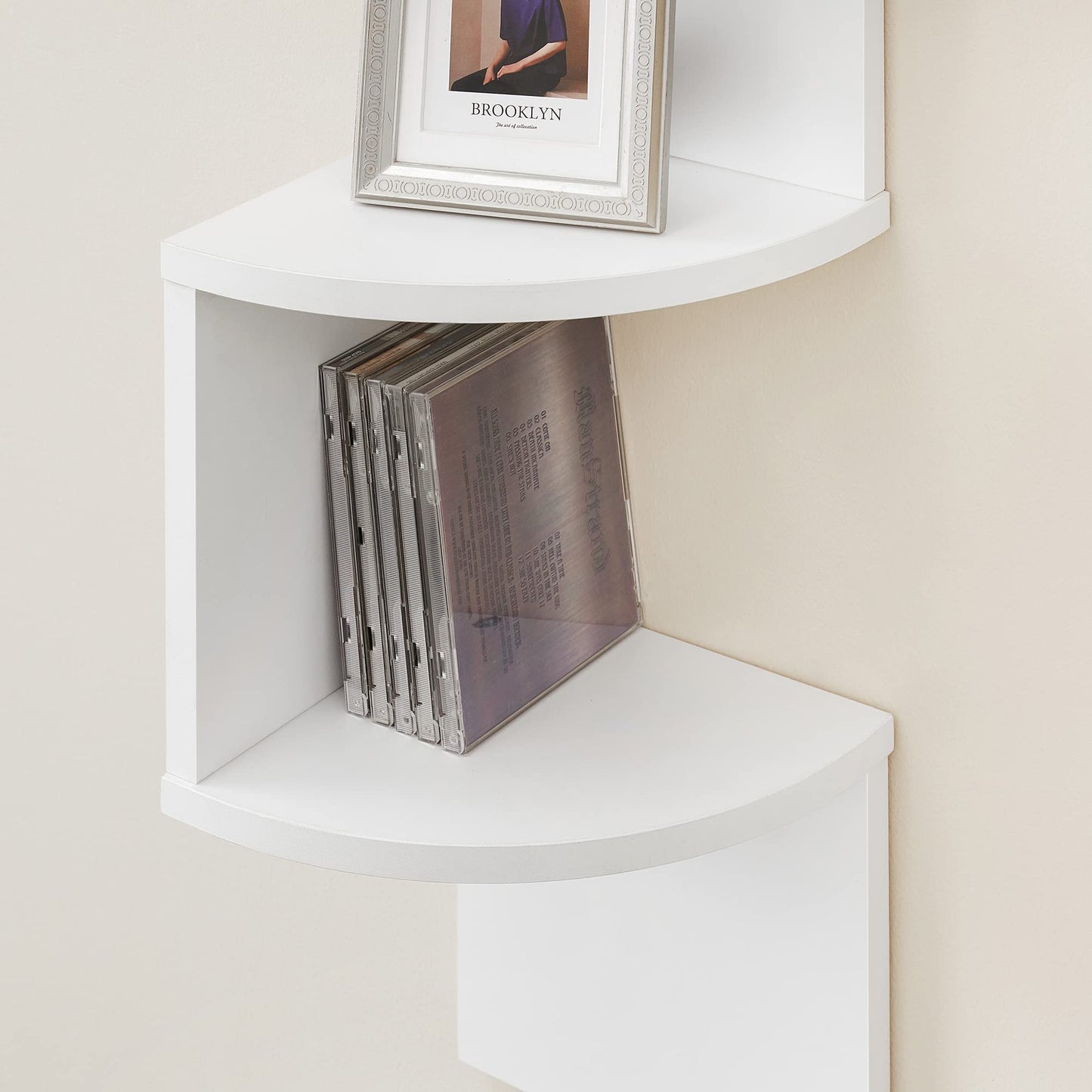 VASAGLE CUSTOS Collection - Corner Shelf Wall Mount, 5-Tier Floating Corner Bookshelf, Plant Shelf for Bedroom, Living Room, Bathroom, Home Office, Cloud White ULBC72WT VASAGLE