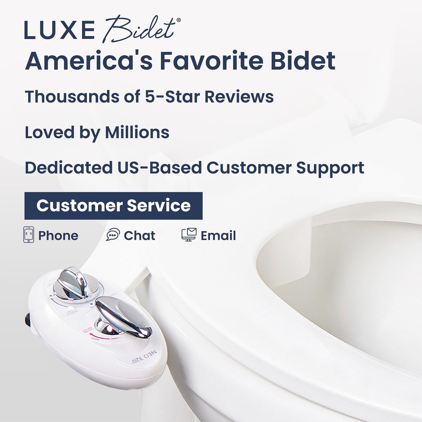 LUXE Bidet NEO 320 - Warm Water Bidet Attachment for Toilet Seat, White