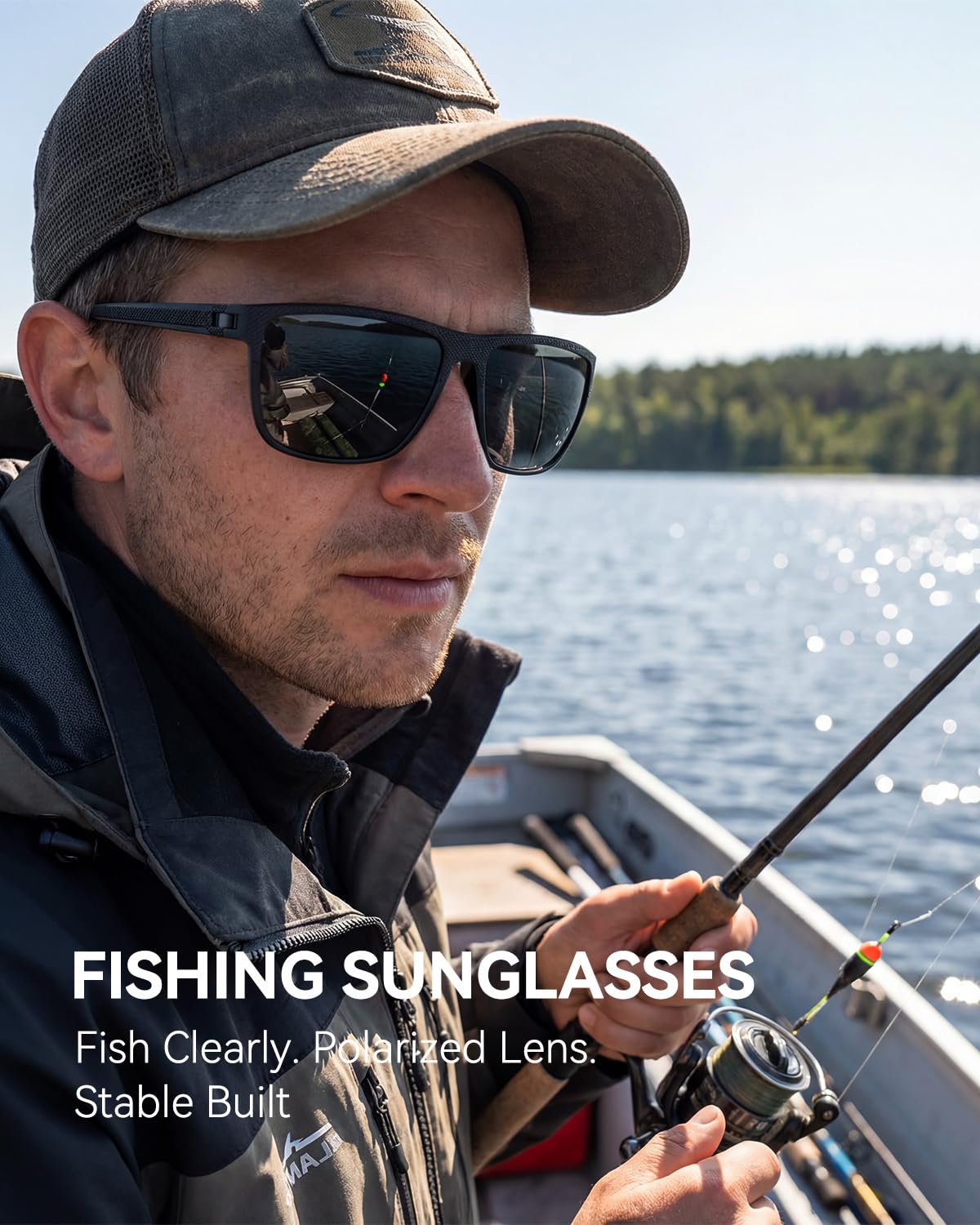 QALLY Polarized Sunglasses Men Lightweight Square Mens Sun Glasses for Driving Sports with UV400 Protection, Black/Dark Green/Tawny - Available at All In One Marketplace Canada