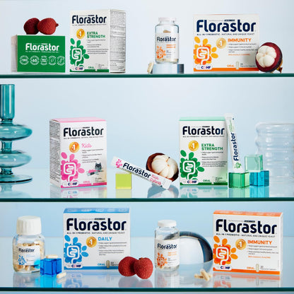 Florastor - Saccharomyces Boulardii CNCM I-745 - Daily All in One Probiotic - Gut Health & Digestive Support - Supports Immune System - The 1 Probiotic in class Worldwide - For Adults & Family (50 count (Pack of 1)) - Available at All In One Marketplace Canada