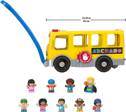 Fisher-Price Little People Toddler Toy Big Yellow School Bus & Community Heroes Set, Musical Pull-Along Vehicle & Figures for Kids Ages 1+ Years - Available at All In One Marketplace Canada