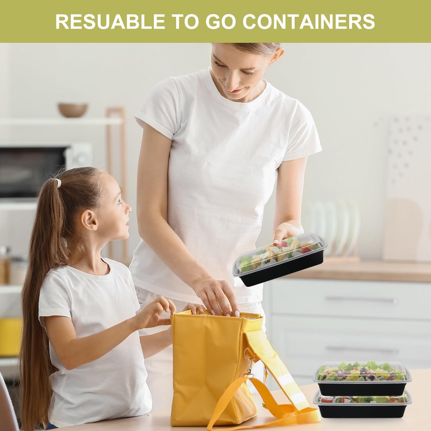 50 Pack Meal Prep Containers with Lids 38oz - Plastic Food Storage Containers with lids - Disposable Take out Containers with Lid for Meal Prep - BPA Free, Microwave/Dishwasher/Freezer Safe - Available at All In One Marketplace Canada