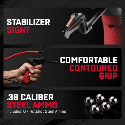 Barnett King Rat Slingshots, Cobra Slingshot with Stabilizer & Brace, Includes Magnum Power Bands, Practice Ammo, & Brushed Leather Pouch,Red/Black 🍁 All In One Marketplace Canada