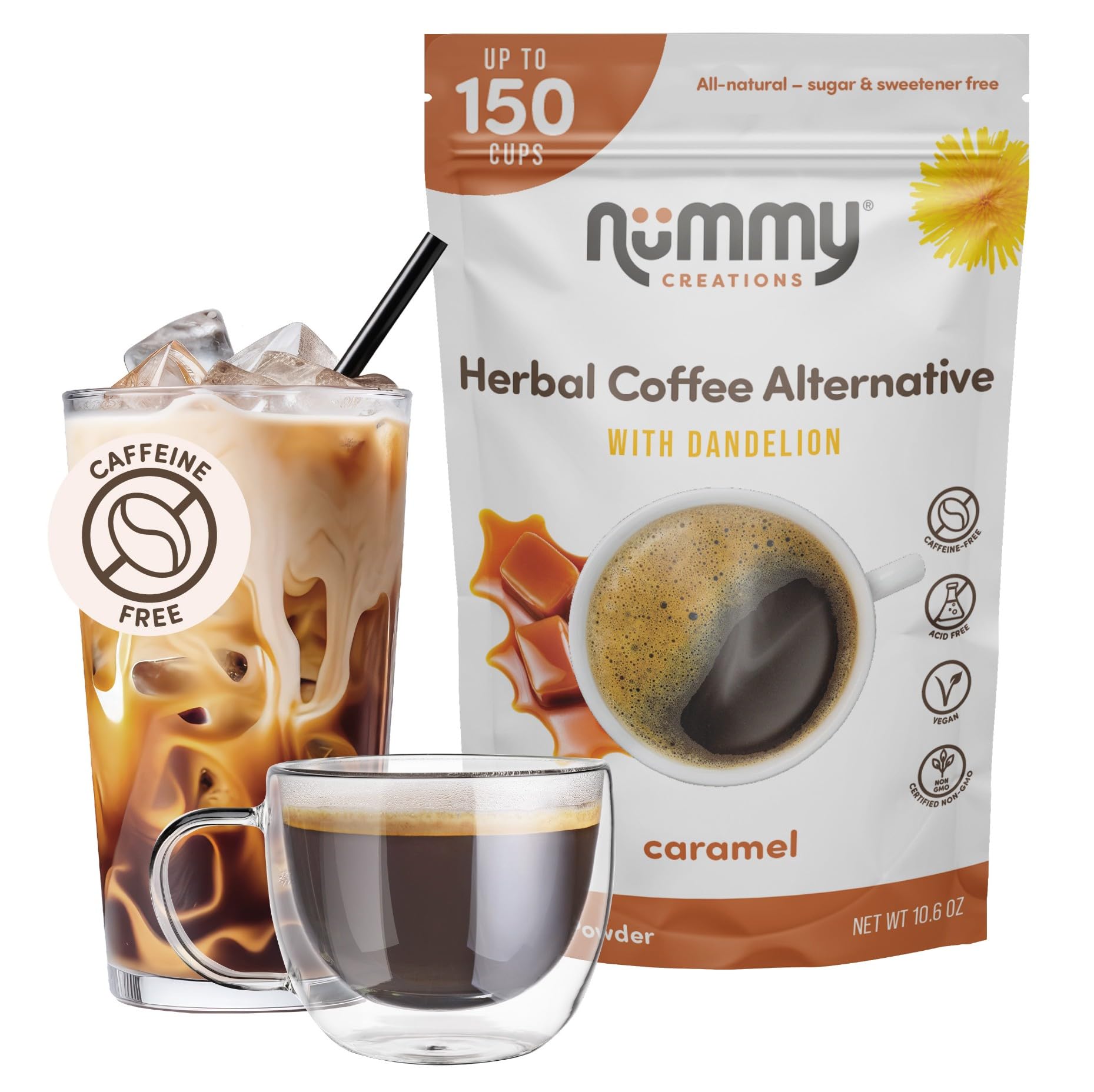 Nummy Creations Caramel Chicory & Dandelion Coffee Alternative - 150 Cups (300g)