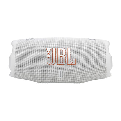 JBL Charge 6 - Portable Waterproof & Drop-Proof Bluetooth Speaker, Bold Pro Sound with AI Sound Boost, 28Hrs of Playtime, Built-in powerbank & Comes with a Sturdy/Removable Carrying Strap (White)