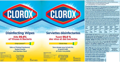 Clorox Disinfecting Wipes, Crisp Lemon, Kills 99.99% of Viruses & Bacteria, Multi-Pack of 12 - (12 x 35) 420 Wipes