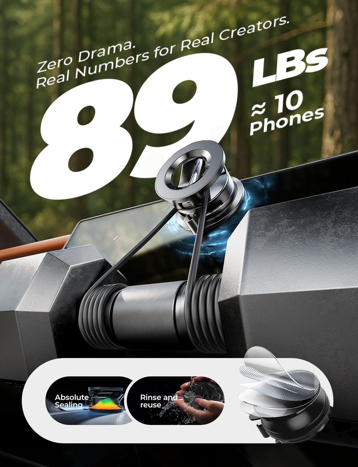LISEN Car Phone Holder Car for Magsafe Magnetic Car Mount [2026 NEW Stable] Vacuum Magnetic Phone Holder Adjustable Cars Accessories Suction Dashboard Mount for iPhone 17 Pro Max 16 15 14 13 12 - Available at All In One Marketplace Canada