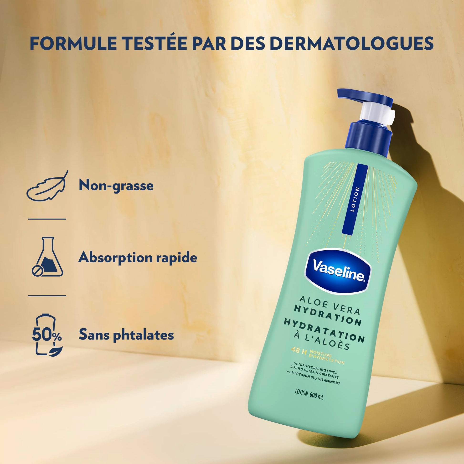 Vaseline Intensive Care Aloe Vera Hydration Body Lotion for Dry Skin with 48H Moisture + Ultra hydrating lipids, 600 ml (3-pack) - Available at All In One Marketplace Canada