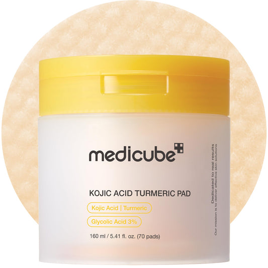 medicube Kojic Acid Turmeric Clarifying Toner Pad for Troubled Skin & Use After Spot Care, Soothing & Calming with Kojic Acid, Turmeric, Niacinamide & Glycolic Acid, Korean Skin Care, 70 Pads, 1 Pack - Available at All In One Marketplace Canada